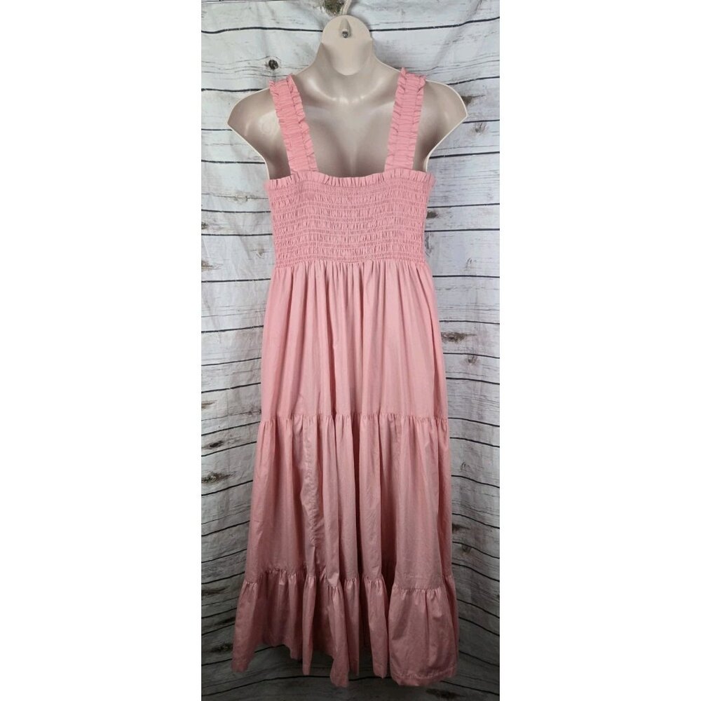 Abercrombie & Fitch Easy Maxi Smocked Dress XXL Tiered Pink Rose Quartz Boho - Picture 6 of 8